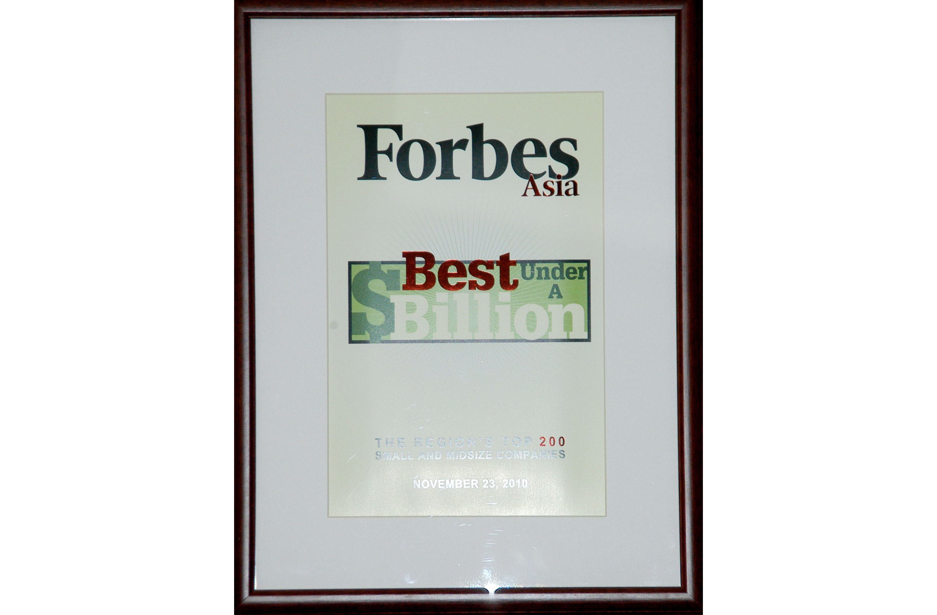 Livzon Pharmaceutical Group was listed as one of Top 200 Best Asia Small and Medium-sized Enterprises by Forbes